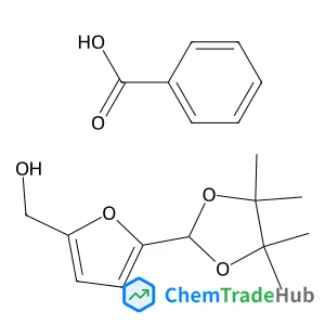 [5-(4,4,5,5-Tetramethyl-1,3-dioxolan-2-yl)-2-furyl]methanol - benzoic acid (1:1) structure
