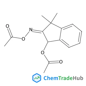 2H-Inden-2-one, 3-(acetyloxy)-1,3-dihydro-1,1-dimethyl-, 2-(O-acetyloxime) structure
