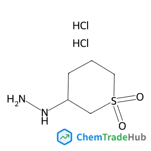 (1,1-Dioxidotetrahydro-2H-thiopyran-3-yl)hydrazine dihydrochloride structure