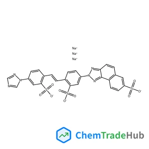 Trisodium 2-(3-sulfonato-4-{(E)-2-[2-sulfonato-4-(1H-1,2,4-triazol-1-yl)phenyl]vinyl}phenyl)-2H-naphtho[1,2-d][1,2,3]triazole-7-sulfonate