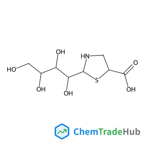 5-Thiazolidinecarboxylic acid, 2-(1,2,3,4-tetrahydroxybutyl)- structure