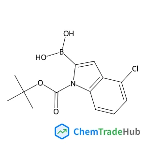 (4-Chloro-1-{[(2-methyl-2-propanyl)oxy]carbonyl}-1H-indol-2-yl)boronic acid structure