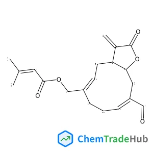 14,15-Dihydroxy-1(10),4,11(13)-germacratrien-12,8-olide; (1(10)E,4Z,8α)-form, 14-Aldehyde, 15-O-(3-methyl-2-butenoyl) structure