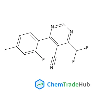 5-Pyrimidinecarbonitrile, 4-(difluoromethyl)-6-(2,4-difluorophenyl)- structure