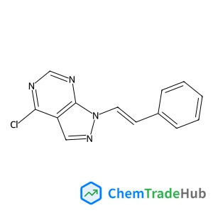 1H-Pyrazolo[3,4-d]pyrimidine, 4-chloro-1-(2-phenylethenyl)- structure