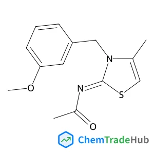 Acetamide, N-[3-[(3-methoxyphenyl)methyl]-4-methyl-2(3H)-thiazolylidene]- structure