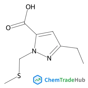 1H-Pyrazole-5-carboxylic acid, 3-ethyl-1-[(methylthio)methyl]- structure