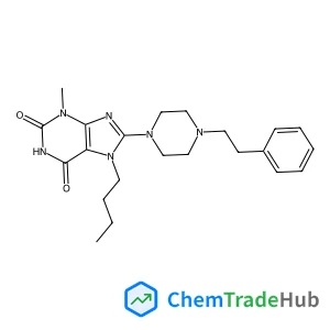 7-butyl-3-methyl-8-[4-(2-phenylethyl)piperazin-1-yl]-2,3,6,7-tetrahydro-1H-purine-2,6-dione structure