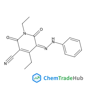 (5Z)-1,4-Diethyl-2,6-dioxo-5-(phenylhydrazono)-1,2,5,6-tetrahydro-3-pyridinecarbonitrile structure