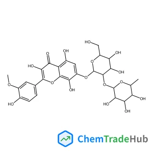 3,4',5,7,8-Pentahydroxy-3'-methoxyflavone; 7-O-[α-L-Rhamnopyranosyl-(1→2)-β-D-glucopyranoside] structure